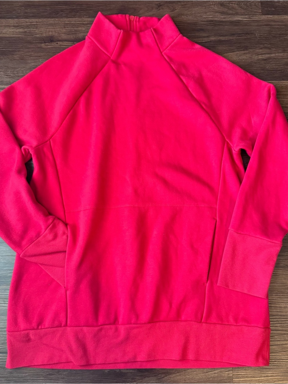 Fabletics Tunic Zaylee Funnel Neck Sweatshirt XL Red Persimmon Thumbholes Zipper